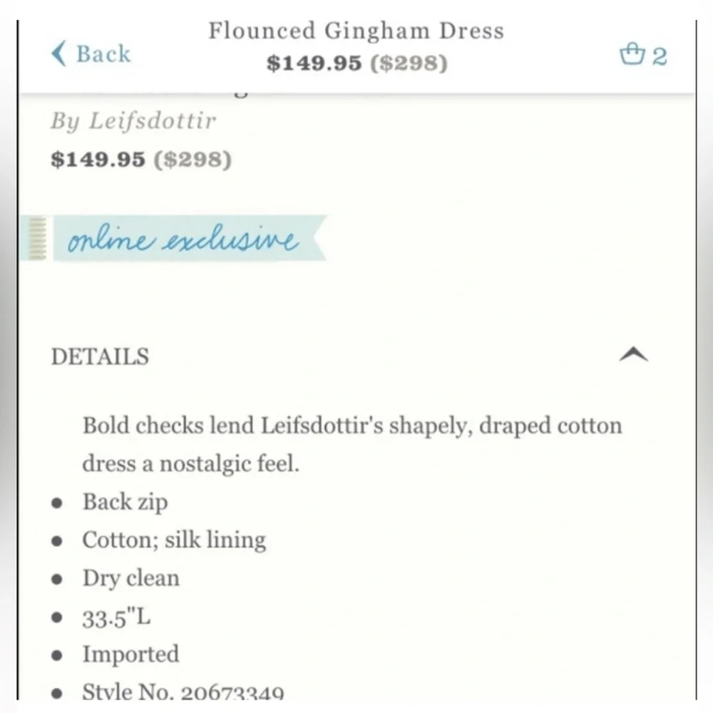 Anthropologie Leifsdotter Flounced Gingham Dress - Picture 2 of 3